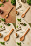 4-Piece Premium Bamboo Wooden Spoon Set, Wooden Rice, Sauce, Serving and Food Spoon Kitchen Set - 2