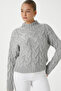 Women's Drew Soft Texture Gray Hair Braided Knitwear Sweater 3020 - 7