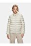 Long Sleeve Zippered Inflatable Beige Coat - 2