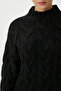 Women's Drew Soft Texture Black Hair Braided Knitwear Sweater 3020 - 3