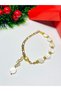 Stone and Steel Chain Design Bracelet – Adjustable – Gold Color – Stylish & Elegant - 5