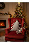 Christmas-Themed Decorative Throw Pillow in the Shape of a Pine Tree with Snowflake Pompom Details