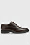 Men's brown genuine leather classic lace-up shoes - dolphin - 2