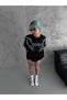 Unisex Crew Neck Printed Oversize T-Shirt - Black