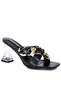 Women Yellow Clear Heel Chain Detail Sandals