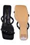 Women Black Braided Cord Mid Heel Sandals - 5