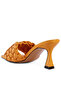 Women Yellow Woven Strap Mid Heel Sandals - 3