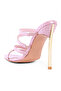 Women Croc Strappy High Heel Sandals in Pink - 3