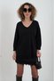 Black Glitter V-Neck Three Quarter Sleeve Knit Sweater - 2