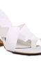 Women White Intertwined Toe Ring Heeled Sandals - 4