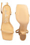 Women Nude Strappy Tie Up Spool Heel Sandals - 5