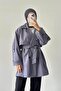 Trench Coat with Shoulder Epaulettes Stone Gray - 3