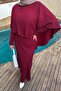 Herringbone Belted Dress Burgundy - 3