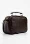 Women's Brown 3-Compartment Lined Leather Strap Hand Crossbody and Shoulder Bag - 6