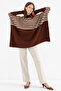 Women's Slit Brown Poncho Sweater Cp0001 - 3