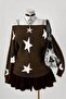 Brown Stars Strap Y2K Knitwear Sweater - 4