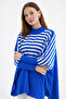 Women's Slit Cobalt Poncho Sweater Cp0001
