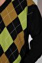 Black/Green V-Neck Colorful Argyle Pattern 100% Lamb Wool Men's Knitwear Sweater - 5