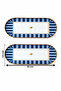 Gold Framed Set of 2 Blue Patterned Decorative Oval Trays (13X30) - 4