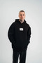Unisex Hooded Long Sleeve Patched Embroidered Sweatshirt - Black - 3