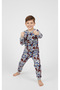 Cute Character Patterned Crew Neck Children's Long-Sleeve Cotton Top and Bottom Pajama Set - 4