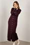 Patterned Long Mercerized Cardigan N3295 Plum