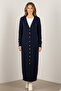 Patterned Long Mercerized Cardigan N3295 Navy Blue