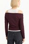 Slim Fit Narrow Cut One-Shoulder Double-Layered Rib Knit Cotton Long-Sleeve T-Shirt - 3
