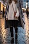 Women's Khaki Leather High Sole Sneaker Shoes Black - 5