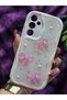 Samsung Galaxy S23 Fe Compatible Pink Bow & Pearl Detailed Glitter Epoxy Phone Case - 4