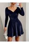 Women's Double Breasted Collar Velvet Dress