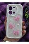 Vivo Y35 4g Compatible Pink Bow & Pearl Detailed Glittery Epoxy Phone Case