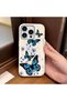iPhone 14 Pro Compatible Leather Texture Anti Fall Soft Silicone Phone Case Butterfly - 2