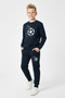 3 Thread Round Neck Thick Winter Hooded Football Print Detailed Boys' Tracksuit Set - 3
