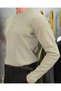 Men's Green Buttoned Crew Neck Regular Fit Plain Knit Sweater - 5