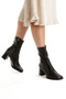 Shoes Stitching Detailed Square Toe Thick Heeled Zippered Women's Stretch Boots - 3