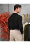 Men's Black Hair Knit Textured Crew Neck Regular Knitwear Sweater - 5