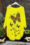 Butterfly Print Bat Mercerized Pocket Blouse