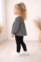 Girls' Black Floral Patterned Blouse Corded Fabric Leggings Two-Piece Set - 4