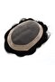 Men's Real Human Hair Toupee, Fine Mono NPU System, Natural Black Hairpiece - 6