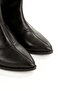 Black Leather Pointed Toe Thick Heeled Zippered Comfortable Daily Stretch Women's Boots Trend - 5