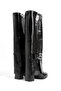 Black Genuine Leather Below the Knee Long Boots Thick Heeled Buckle Modern Trend Women's Boots - 2