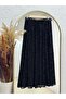 Sabiha Lined Belted Flocked Tulle Skirt-Ek752 Black - 7