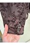 Sabiha Lined Belted Flocked Tulle Skirt-Ek752 Brown - 4