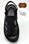 Genuine leather velcro men's sandals - black cross strap