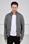 Anthracite Zippered Mock Neck Pocket Alpaca and Wool Men's Knitwear Cardigan