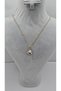 Stainless Steel Gold Color Vintage Blue Enamel Big Pearl Stone Necklace - 3