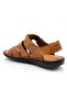 Sermoda Genuine Real Leather Velcro Men's Sandals Cross Tan - 2