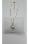 Stainless Steel Gold Color Vintage Blue Enamel Big Pearl Stone Necklace
