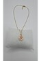 Stainless Steel Gold Color Vintage Flower Themed Pink Enamel Pearl Stone Necklace